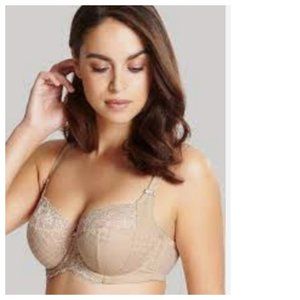 Panache Envy 34J Bra Underwire Balconette Lace Nude Tan Beige